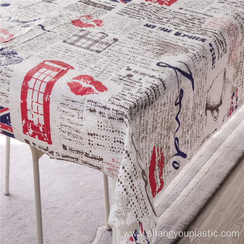 disposable custom printing PEVA flannel back tablecloth